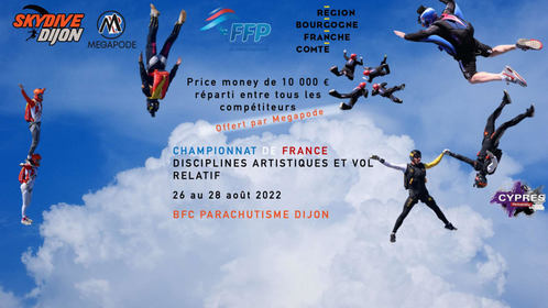Championnat de France de Parachutisme de vol Relatif et de discipline artistique du 26 au 28 août 2022